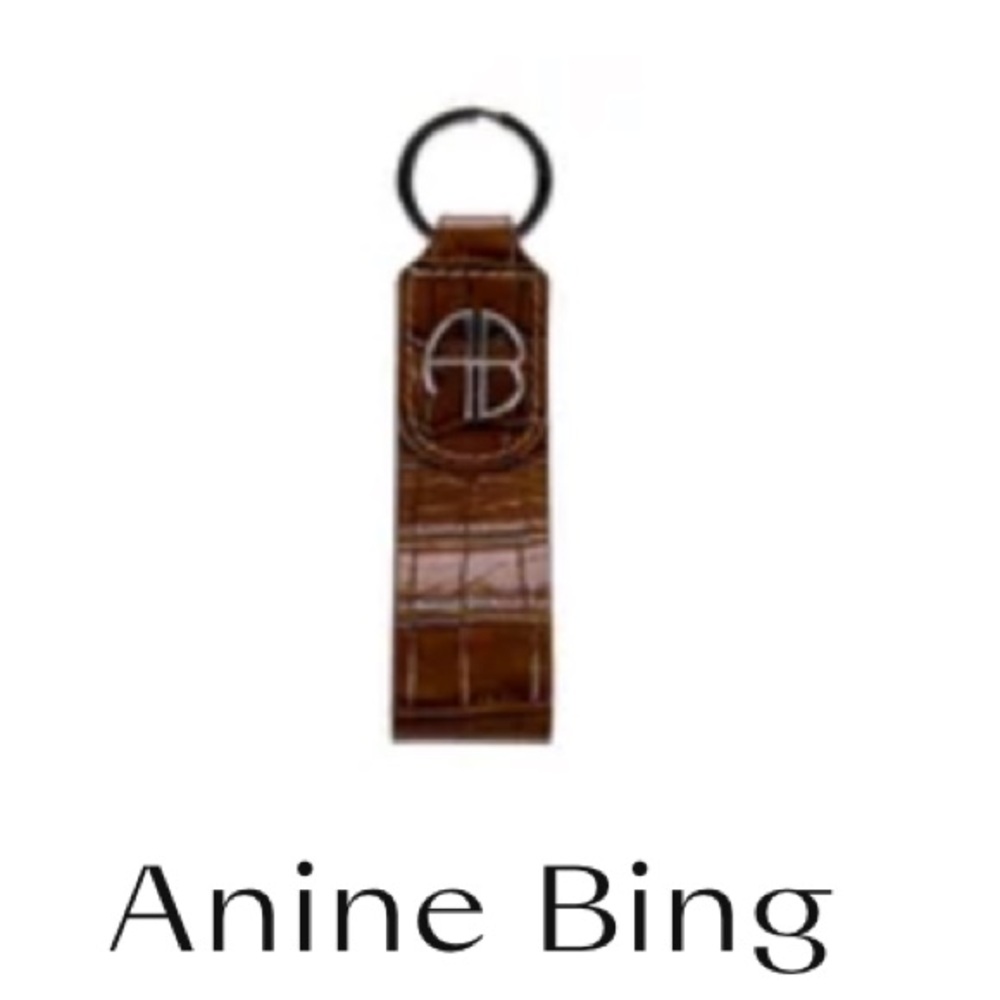 Anine Bing NWT Brown Croc-Embossed Key ring new in original box